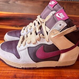 Nike High-Top Sneakers in Maroon and Cream